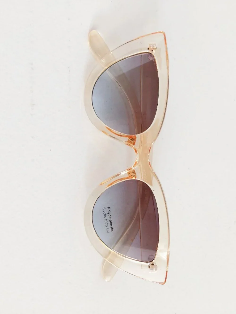 Champagne Beige Transparent Acetate Cat Eye Fashion Sunglasses